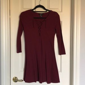 Forever 21 3/4 sleeve Maroon Dress